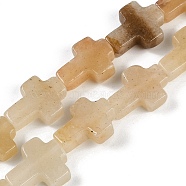 Natural Topaz Jade Beads Strands, Cross, 15x11.5x4.5mm, Hole: 0.7mm, about 25pcs/strand, 15.75''(40cm)(G-I369-A10-02)