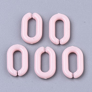 Opaque Acrylic Linking Rings, Quick Link Connectors, For Jewelry Cable Chains Making, Oval, Pearl Pink, 15x9x3mm, Inner Diameter: 3.5x9mm, about 2170pcs/500g(SACR-R248-02G)