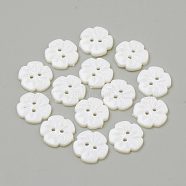 2-Hole Acrylic Buttons, Flower, White, 15x2.5mm, Hole: 1.5mm(BUTT-Q037-08L)