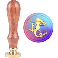 Brass Wax Seal Stamp with Handle, for DIY Scrapbooking, Mermaid Pattern, 89x30mm(AJEW-WH0184-1018)