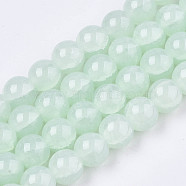 Imitation Jade Glass Beads, Crackle, Dyed & Heated, Round, Honeydew, 8x7.5mm, Hole: 1.5mm, about 51~52pcs/strand, 15.35~15.55 inch(39~39.5cm)(GLAA-S192-001E)