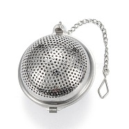 Round Shape Tea Infuser, with Chain & Hook, Loose Tea 304 Stainless Steel Mesh Tea Ball Strainer, Stainless Steel Color, 170mm(AJEW-P091-04P)
