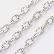 Iron Textured Cable Chains, Unwelded, with Spool, Platinum, 5.8x3.4x0.9mm, about 328.08 Feet(100m)/roll(CH-0.9YHSZ-N)