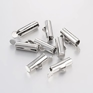 Iron Slide On End Clasp Tubes, Slider End Caps, Platinum, 6x12mm, Hole: 3x1mm, Inner Diameter: 12x3mm(X-IFIN-L019-05)