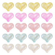 50Pcs 5 Colors Rainbow Iridescent Plating Acrylic Beads, Glitter Heart Beads, Mixed Color, 16x21x9.5mm, Hole: 1.8mm, 10pcs/color(RESI-TA0002-19)