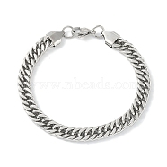 Non-Tarnish 201 Stainless Steel Cuban Link Chain Bracelets for Women Men, Stainless Steel Color, 8-5/8 inch(22cm)(BJEW-I316-05P)