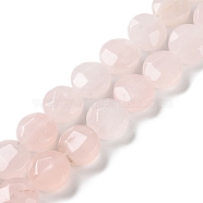 Natural Rose Quartz Beads Strands, Faceted, Flat Round, 10~10.5x4.5~5.5mm, Hole: 1.2mm, about 20pcs/strand, 7.80 inch(19.8cm)(G-K357-B15-01)