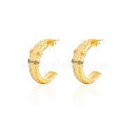 304 Stainless Steel Rhinestone Arch Stud Earrings, Half Hoop Earrings, Golden, 18x6mm(GH0398-1)