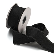 5M Nylon Ruffled Ribbon, Clothes Accessories, Black, 1-5/8 inch(40mm), about 5.47 Yards(5m)/Roll(OCOR-S001-01D)