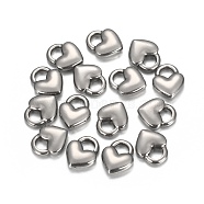 304 Stainless Steel Charms, Heart Lock, Stainless Steel Color, 11x9x3mm, Hole: 3x4mm(STAS-I157-04P)