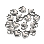 Tarnish Resistant 304 Stainless Steel Charms, Heart Lock, Stainless Steel Color, 11x9x3mm, Hole: 3x4mm(STAS-I157-04P)