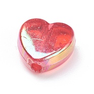 (Defective Closeout Sale: Scratched), Eco-Friendly Transparent Acrylic Beads, Heart, Dyed, AB Color, Red, 8.5x8x3.5mm, Hole: 1.5mm(MACR-XCP0001-03)