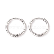 304 Stainless Steel Huggie Hoop Earrings for Women, Stainless Steel Color, 14 Gauge, 13x1.6mm, Pin: 0.7mm(EJEW-F280-07B-P)