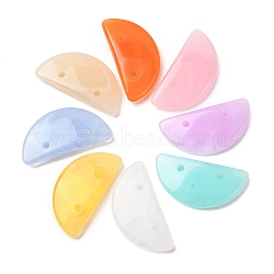 Two-Tone Imitation Gemstone Acrylic Beads, Half Moon, Mixed Color, 34x17x6mm, Hole: 2mm, about 220pcs/500g(AC-CBA7B05-08)