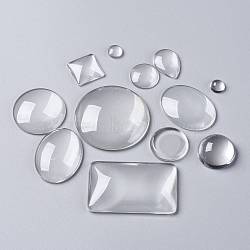 Transparent Glass Cabochons, Mixed Shapes, Mix Style, Clear, 9.5~55.5x9.5~49x5~11mm, about 50pcs/500g(GLAA-XCP0011-26)