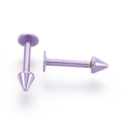 Electrophoresis 304 Stainless Steel Body Jewelry, Stud Earrings/Lip Piercing/Eyebrow Rings/Nose Studs Jewelry, Arrow, Lilac, 11mm, Pin: 1mm(AJEW-L071-H02)