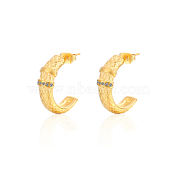 304 Stainless Steel Rhinestone Arch Stud Earrings, Half Hoop Earrings, Golden, 18x6mm(GH0398-1)