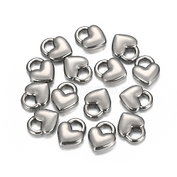 304 Stainless Steel Charms, Heart Lock, Stainless Steel Color, 11x9x3mm, Hole: 3x4mm(STAS-I157-04P)