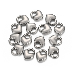 Tarnish Resistant 304 Stainless Steel Charms, Heart Lock, Stainless Steel Color, 11x9x3mm, Hole: 3x4mm(STAS-I157-04P)