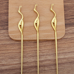 Chinese Style Alloy Crane Hair Sticks, with Loop, Long-Lasting Plated Hair Accessories for Woman, Golden, 162mm, Fit For 1mm Rhinestone(OHAR-PW0006-01A)