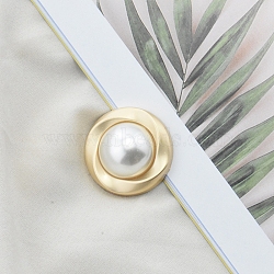 Alloy Shank Buttons, with Plastic Imitation Pearls Bead, for Garment Accessories, White, 18mm(SENE-PW0013-08A-04)