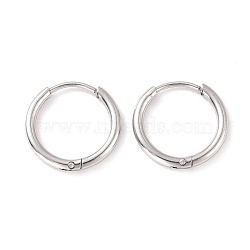 Non-Tarnish 304 Stainless Steel Huggie Hoop Earrings for Women, Stainless Steel Color, 14 Gauge, 13x1.6mm, Pin: 0.7mm(EJEW-F280-07B-P)