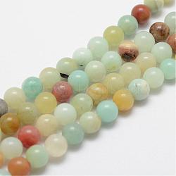 Natural Flower Amazonite Beads Strands, Round, 10mm, Hole: 1.5mm, about 38pcs/strand, 15.5 inch(G-F415-10mm)