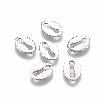 304 Stainless Steel Slice Chain Tabs, Chain Extender Connectors, Oval, Stainless Steel Color, 7x5x0.5mm, Hole: 1x5mm
