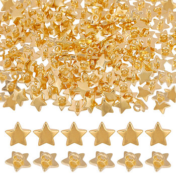 150Pcs 1-Hole ABS Plastic Shank Buttons, Star, Gold, 11x11.5x7mm, Hole: 2.5mm