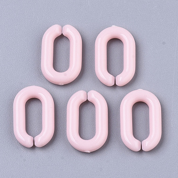 Opaque Acrylic Linking Rings, Quick Link Connectors, For Jewelry Cable Chains Making, Oval, Pearl Pink, 15x9x3mm, Inner Diameter: 3.5x9mm, about 2170pcs/500g