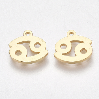 Ion Plating(IP) 304 Stainless Steel Charms, Constellation, Golden, Cancer, 9x9x1mm, Hole: 0.8mm