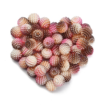 50Pcs Imitation Pearl Acrylic Beads, Berry Beads, Combined Beads, Round, Sandy Brown, 10mm, Hole: 1mm