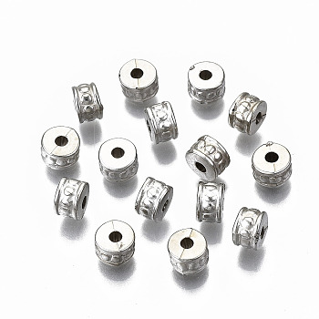 CCB Plastic Beads, Column, Silver, 6x4mm, Hole: 1.8mm, about 5500pcs/500g