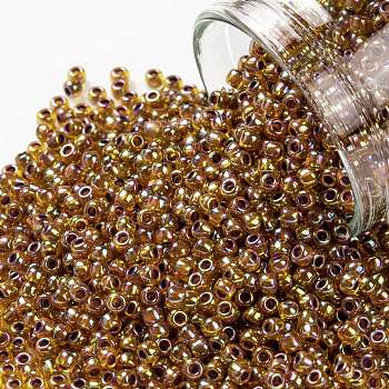TOHO Round Seed Beads, Japanese Seed Beads, (1825) Inside Color AB Hyacinth/Opaque Purple Lined, 11/0, 2.2mm, Hole: 0.8mm, about 5555pcs/50g