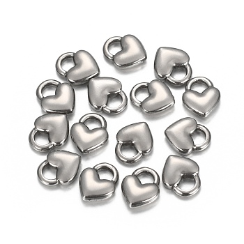 304 Stainless Steel Charms, Heart Lock, Stainless Steel Color, 11x9x3mm, Hole: 3x4mm
