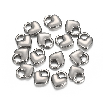 Tarnish Resistant 304 Stainless Steel Charms, Heart Lock, Stainless Steel Color, 11x9x3mm, Hole: 3x4mm