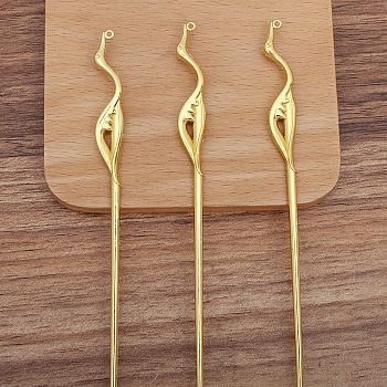 Chinese Style Alloy Crane Hair Sticks, with Loop, Long-Lasting Plated Hair Accessories for Woman, Golden, 162mm, Fit For 1mm Rhinestone