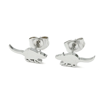 Cute Little Animal Theme 304 Stainless Steel Stud Earrings, Mouse, 5x13mm