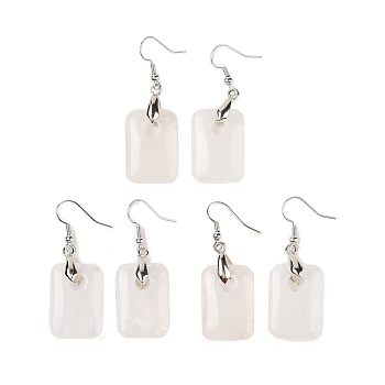 Natutal Quartz Crystal Dangle Earrings, with Rack Plating Brass Earring Hooks, Lead Free & Cadmium Free, Rectangle, 49x18mm