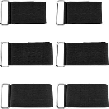 SUPERFINDINGS 6 Strands 3 Style Nylon Hook and Loop Cinch Straps, Multipurpose Securing Straps, with Iron Clasps, Black, 325~625x58.5~59mm, 2 strands/style