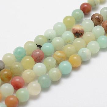 Natural Flower Amazonite Beads Strands, Round, 10mm, Hole: 1.5mm, about 38pcs/strand, 15.5 inch