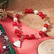 Natural Dyed Mashan Jade & Quartz Crystal Round Beaded Stretch Bracelet with Alloy Enamel Christmas Tree Charms(BJEW-TA00266)-2