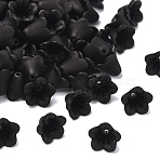 Frosted Flower Acrylic Beads, Black, 14x10mm, Hole: 1.5mm(X-FACR-5332-12A)