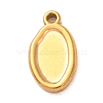 304 Stainless Steel Pendant Cabochon Settings, Non-open Back Settings, Golden, Oval, 15x8x2mm, Hole: 1.4mm(STAS-Z204-04G-11)
