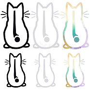 SUPERFINDINGS 6 Sheets 6 Style Waterproof PET Reflective Cat Car Stickers, Adhesive Car Window Decal, for Car Rear Windshield & Wiper Decor, Mixed Color, 31x20x0.02cm and 19x12x0.02cm, 1sheet/style(DIY-FH0004-36)