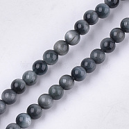 Natural Hawk's Eye Beads Strands, Eagle Eye Stone, Grade A, Round, 4mm, Hole: 0.8mm, about 43~45pcs/strand, 7.6 inch(G-S333-4mm-027)