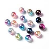 Rainbow ABS Plastic Imitation Pearl Beads, Gradient Mermaid Pearl Beads, Round, Mixed Color, 11.5~12x11~11.5mm, Hole: 2mm, about 162pcs/145g(OACR-Q174-12mm-M)