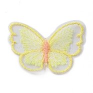 Sew on Computerized Embroidery Polyester Clothing Patches, Appliques, Butterfly, Yellow, 47x58x1.5mm(DIY-TAC0012-63C)