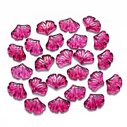 Transparent Baking Painted Glass Pendants, Ginkgo Leaf, Medium Violet Red, 15x20x4.5mm, Hole: 1.2mm(DGLA-T002-01A)