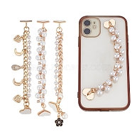 WADORN 3Pcs 3 Style Pearl Plastic Beads Charms Link Chain Phone Case Double Chain Strap Set, Anti-Slip Phone Finger Strap, Phone Grip Holder for DIY Phone Case Decoration, Golden, 14.4~15.3x0.7cm, 1pc/style (AJEW-WR0001-42)